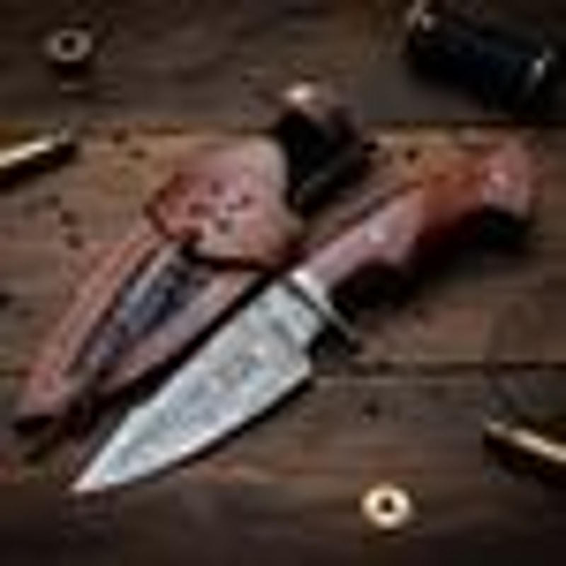 10 Handmade Damascus Steel Hunting Knife Rosewood Handle Fixed Blade For Camping Survival Example