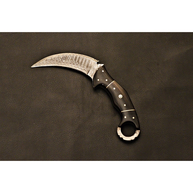 Handmade Damascus Karambit Knife Curved Fixed Blade With Leather Sheath Groomsmen Gifts 0