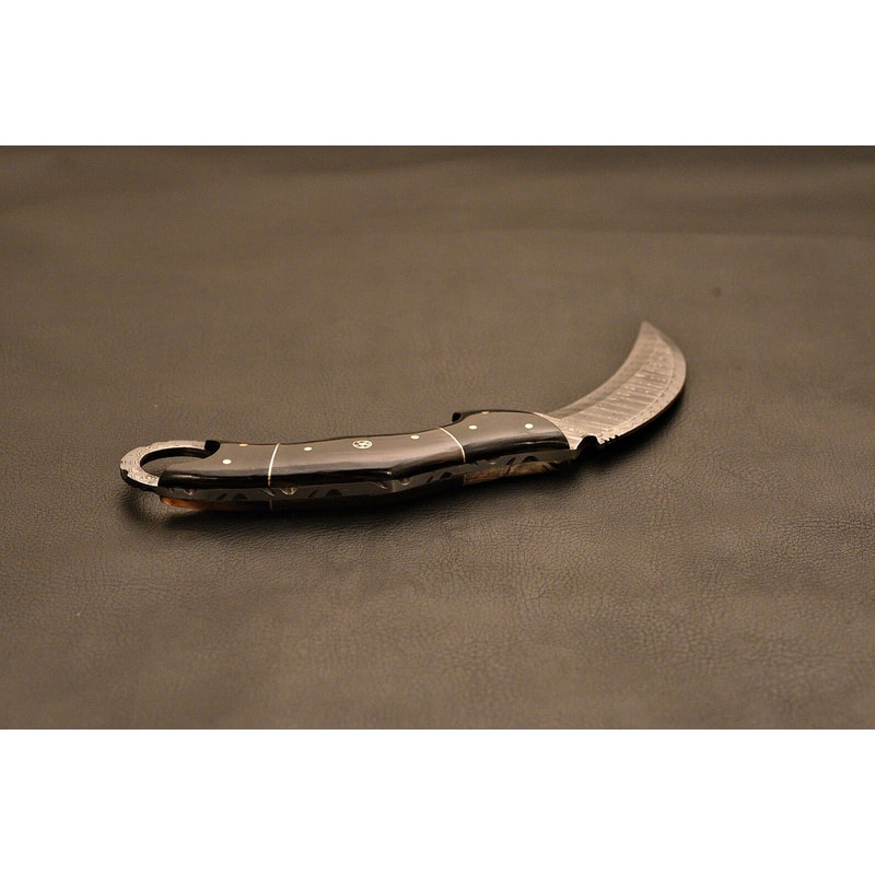 Handmade Damascus Karambit Knife Curved Fixed Blade With Leather Sheath Groomsmen Gifts 1