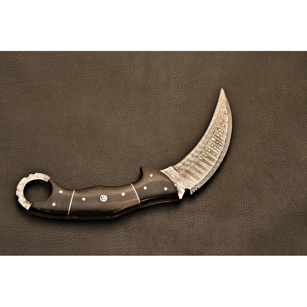 Handmade Damascus Karambit Knife Curved Fixed Blade With Leather Sheath Groomsmen Gifts 2