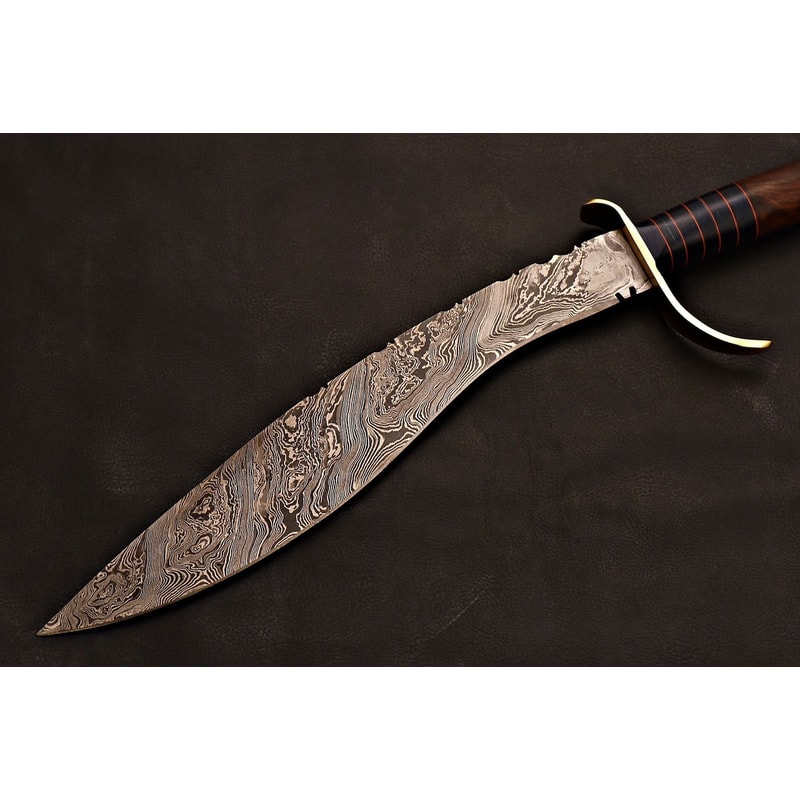 Damascus Steel Kukri HandForged Curved Survival Knife Perfect For Outdoor Enthusiasts 0
