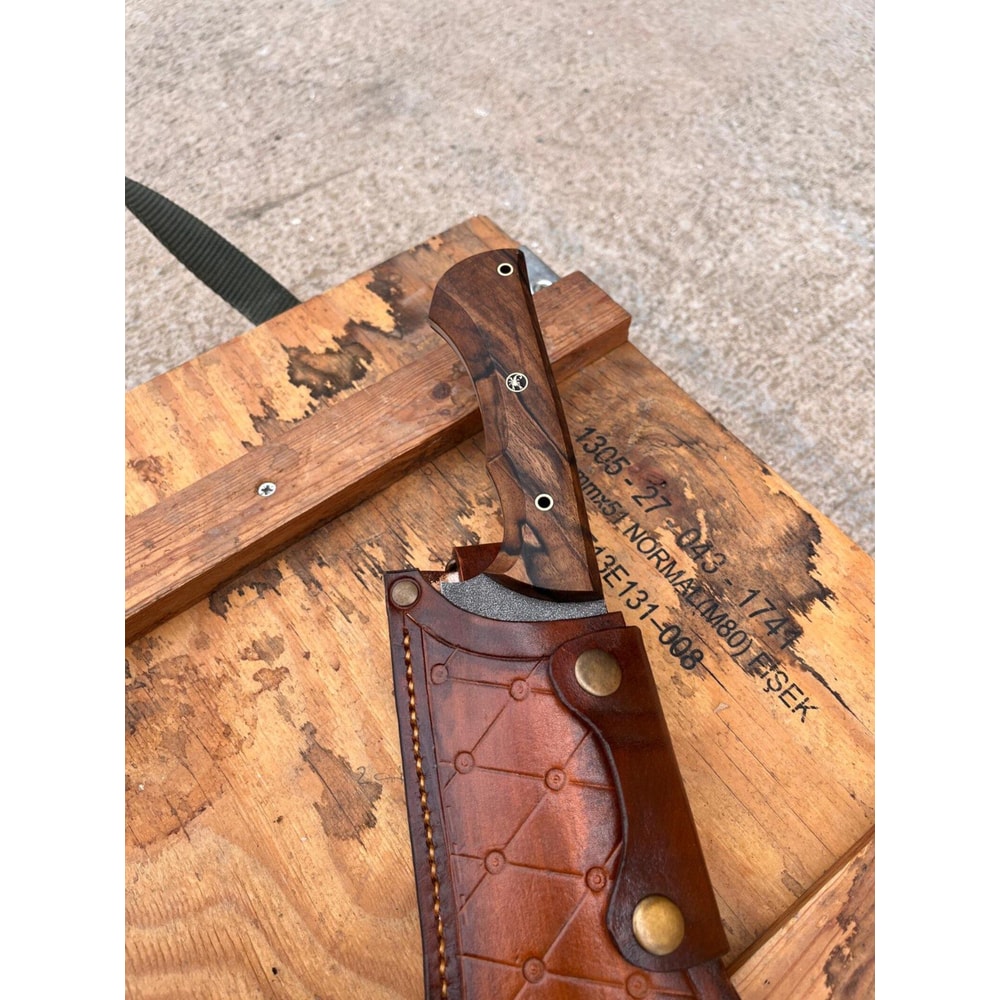 Heavy Chopper Machete Knife With Sleipner Steel Walnut Wood Grip 1