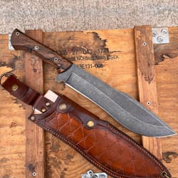 heavy chopper machete knife with sleipner steel & walnut wood grip