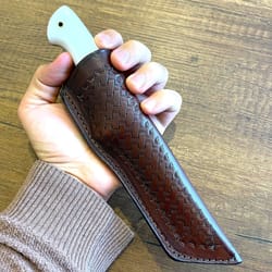 hunting knife n690 steel full tang survival camping knife white corian handle