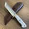 Hunting Knife N690 Steel Full Tang Survival Camping Knife White Corian Handle 3