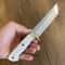 Hunting Knife N690 Steel Full Tang Survival Camping Knife White Corian Handle 4