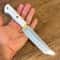 Hunting Knife N690 Steel Full Tang Survival Camping Knife White Corian Handle 9