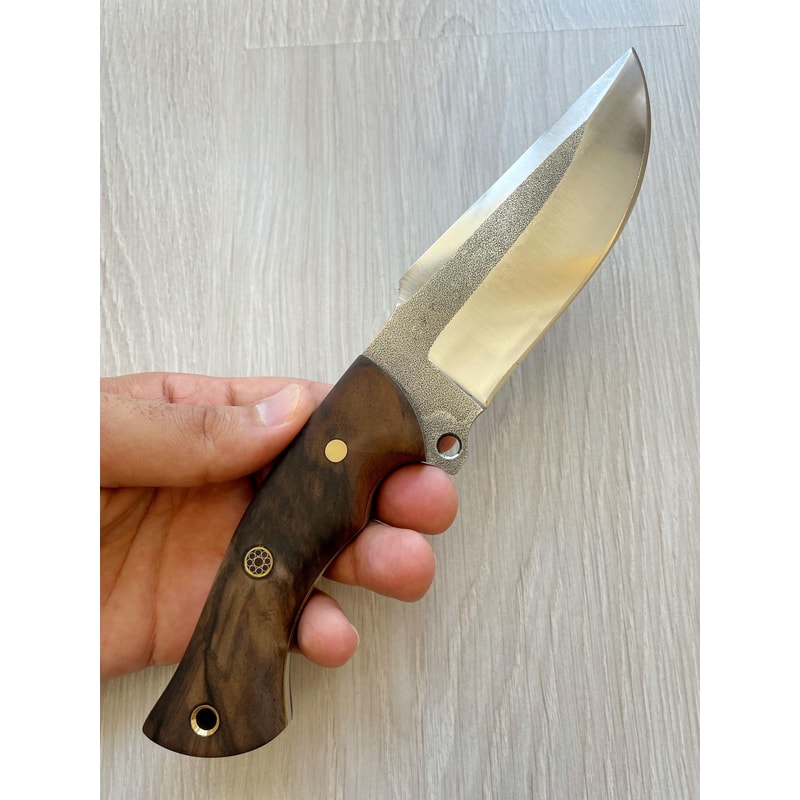 Hunting Knife N690 Steel Heavy Duty Camping Survival Knife Walnut Wood Handle 7
