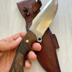 hunting knife n690 steel heavy duty camping survival knife walnut wood handle