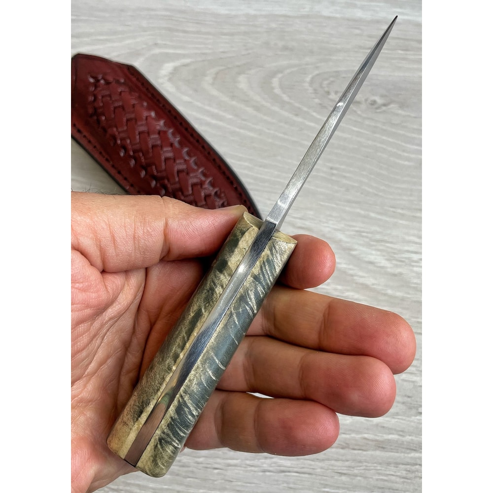 Hunting Knife N690 Steel Blacksmith Made Camping EDC Skinning Knife Maple Wood Handle 1