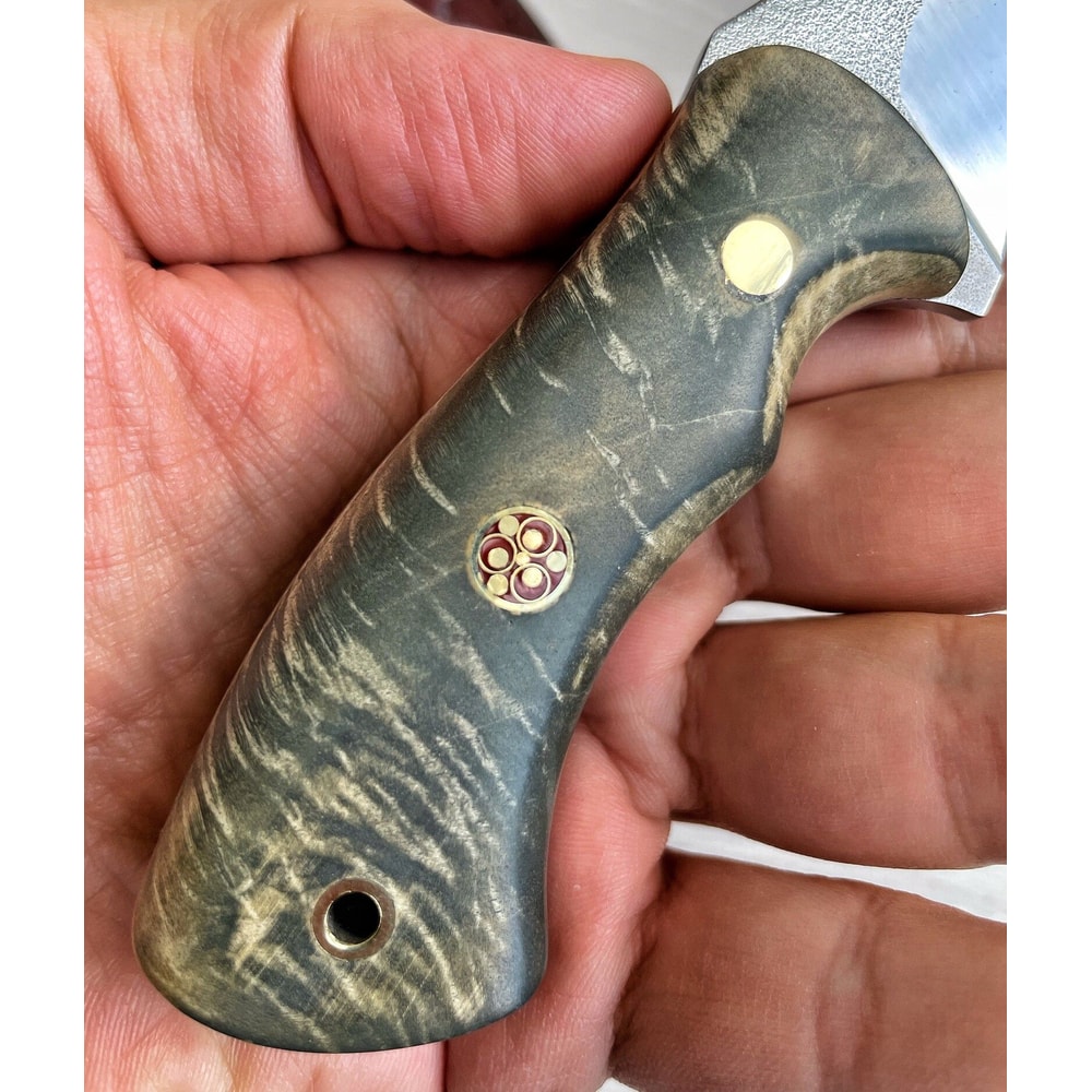 Hunting Knife N690 Steel Blacksmith Made Camping EDC Skinning Knife Maple Wood Handle 5