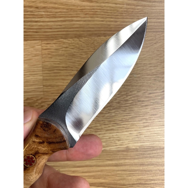 Hunting Knife N690 Steel Full Tang Camping EDC Knife Glossy Chestnut Wood Handle 1