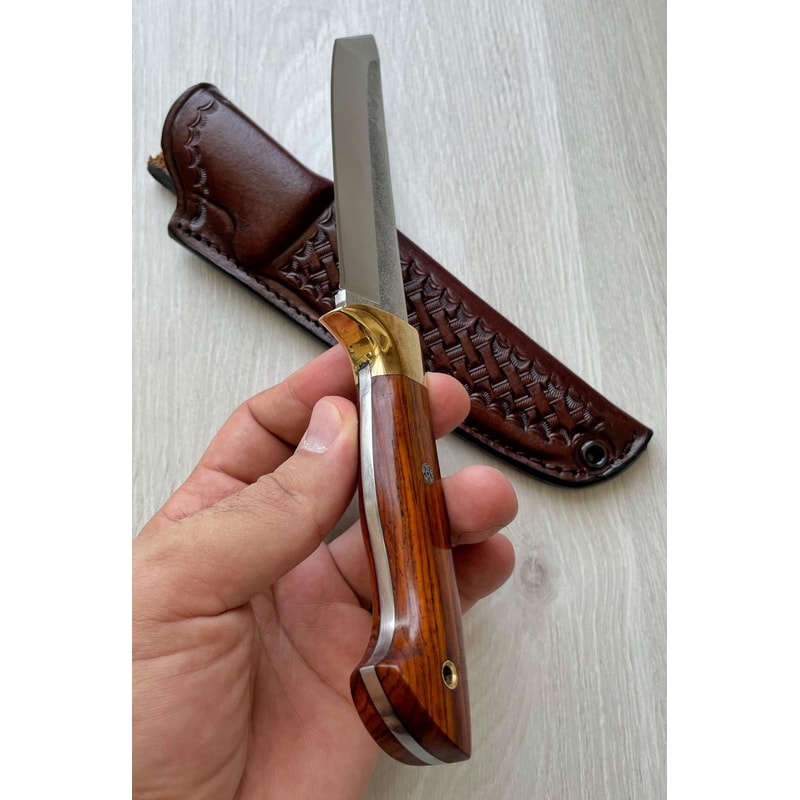 Hunting Knife N690 Steel Full Tang Survival Collector Knife Cocobolo Wood Handle 5