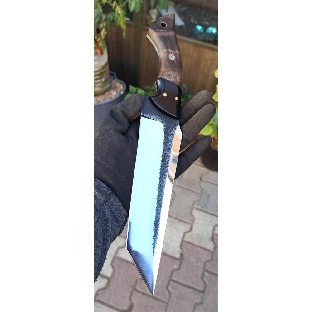 Hunting Knife 5160 Steel Full Tang Heavy Duty Survival Knife Walnut Wood Handle 3