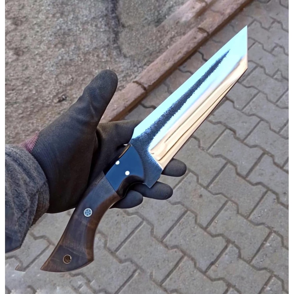 Hunting Knife 5160 Steel Full Tang Heavy Duty Survival Knife Walnut Wood Handle 4