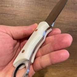 hunting knife 1075 carbon steel fixed blade outdoor camping knife white corian handle
