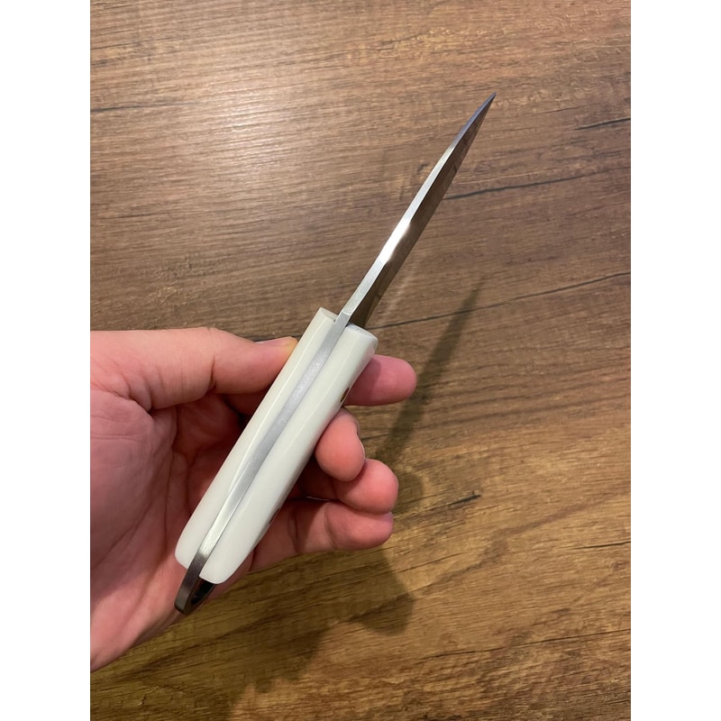 Hunting Knife 1075 Carbon Steel Fixed Blade Outdoor Camping Knife White Corian Handle 1
