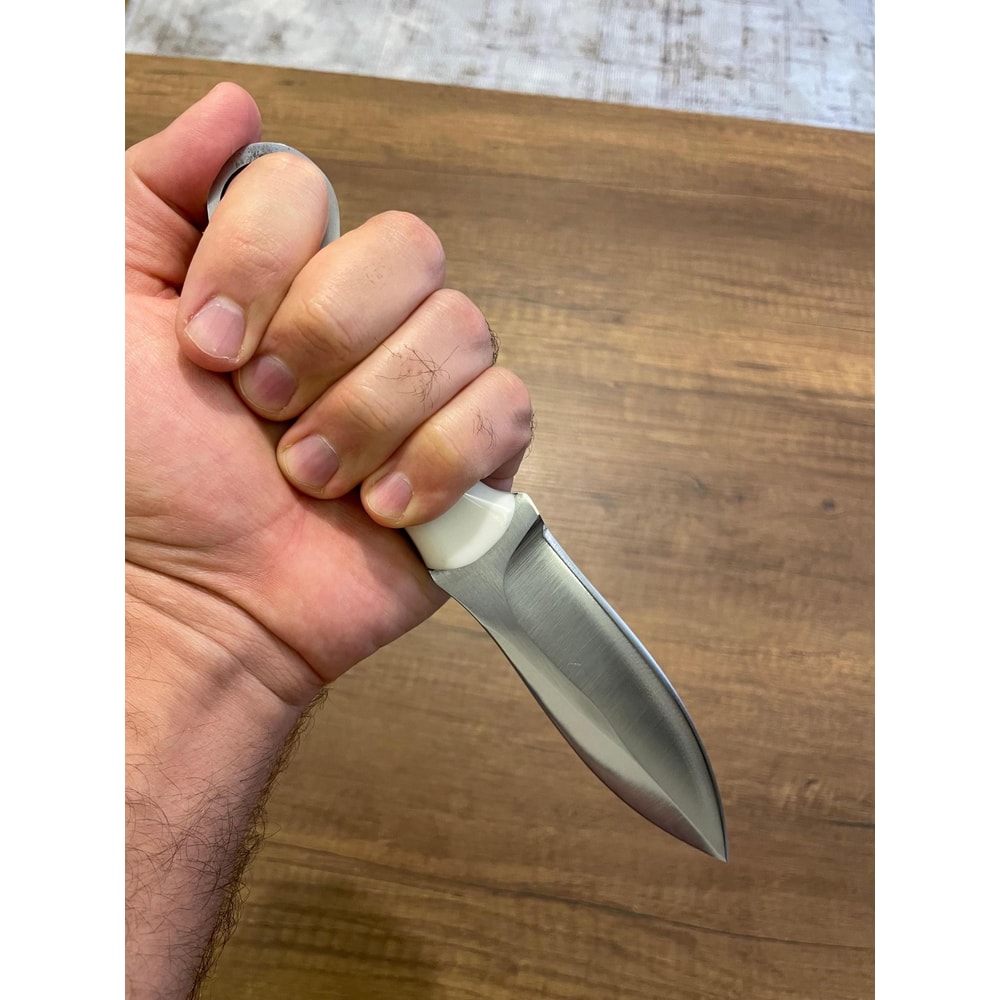 Hunting Knife 1075 Carbon Steel Fixed Blade Outdoor Camping Knife White Corian Handle 2