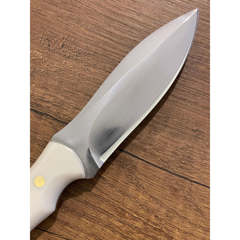 Hunting Knife 1075 Carbon Steel Fixed Blade Outdoor Camping Knife White Corian Handle 5