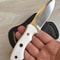 Hunting Knife 1075 Carbon Steel Blacksmith Made EDC Camping Knife White Corian Handle 5