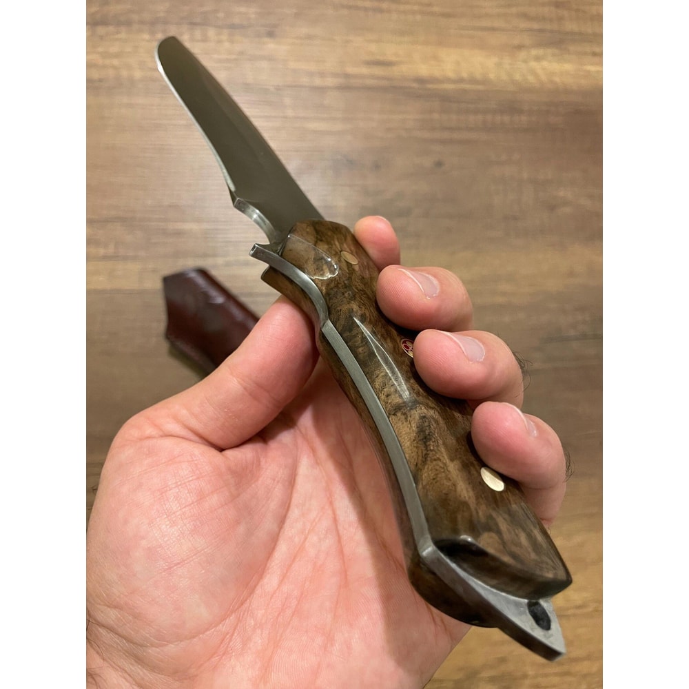 Hunting Knife 1075 Carbon Steel Heavy Duty Full Tang Survival Knife Walnut Wood Handle 2
