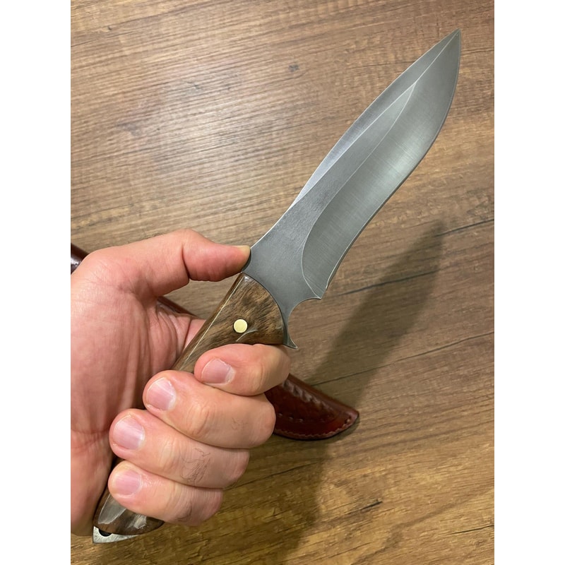 Hunting Knife 1075 Carbon Steel Heavy Duty Full Tang Survival Knife Walnut Wood Handle 0