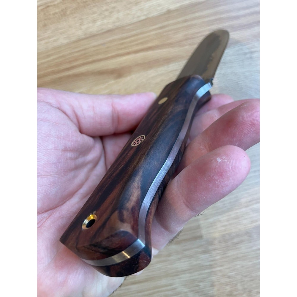 Hunting Knife 1075 Carbon Steel Acid Darkened Blade Full Tang Walnut Wood Handle 2
