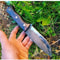 Hunting Knife 1075 Carbon Steel Acid Darkened Blade Full Tang Walnut Wood Handle 6