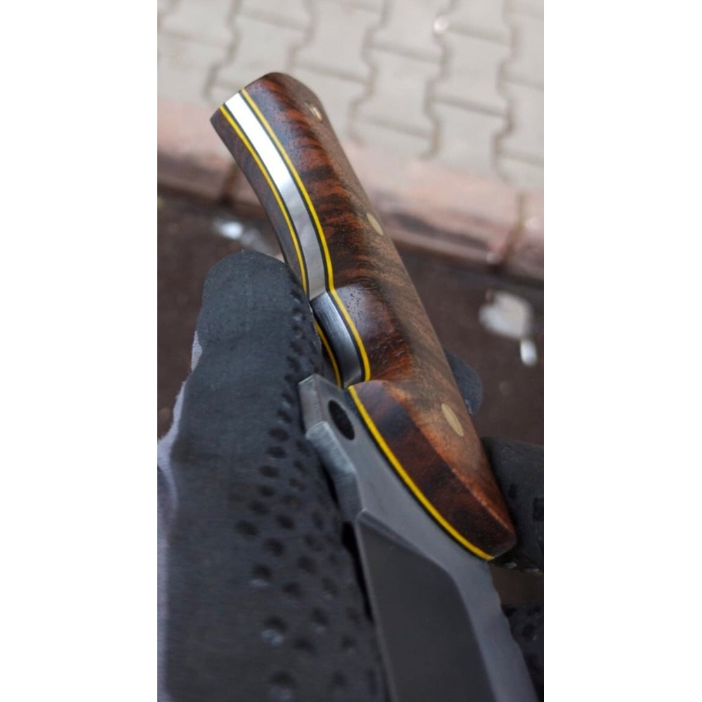 Handmade 1075 Carbon Steel Hunting Knife Walnut Handle Outdoor Survival Blade 7