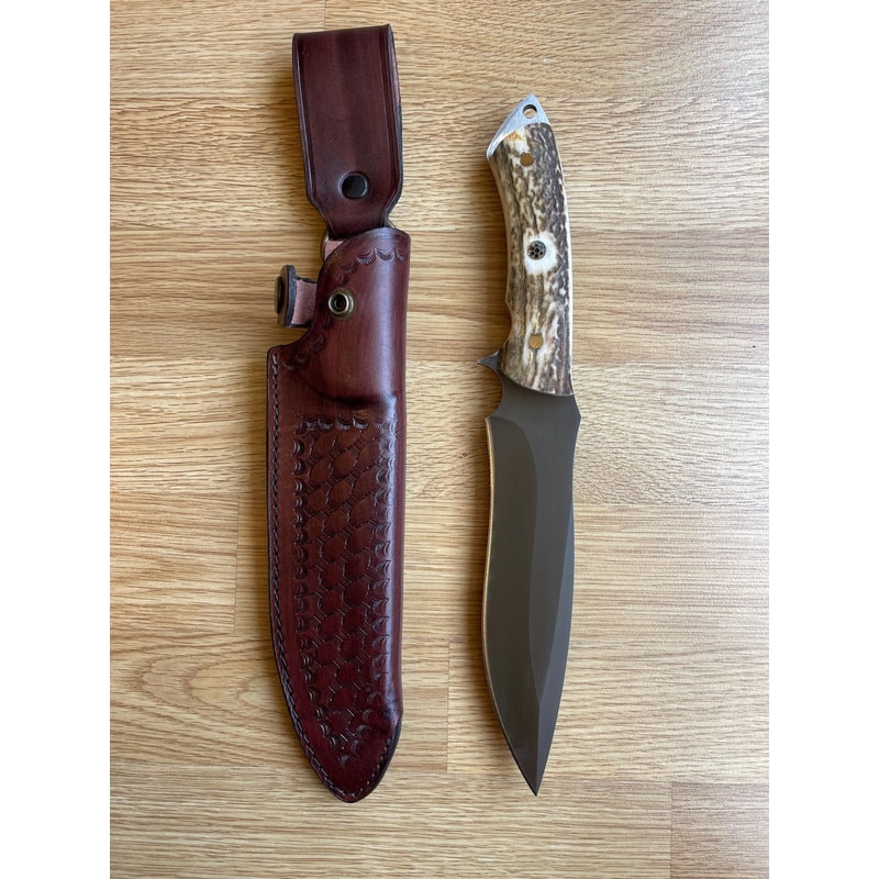 Handmade 1075 Carbon Steel Hunting Knife Stag Horn Outdoor Survival Blade 2