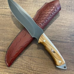 handmade 1075 carbon steel hunting knife – silverberry wood survival blade
