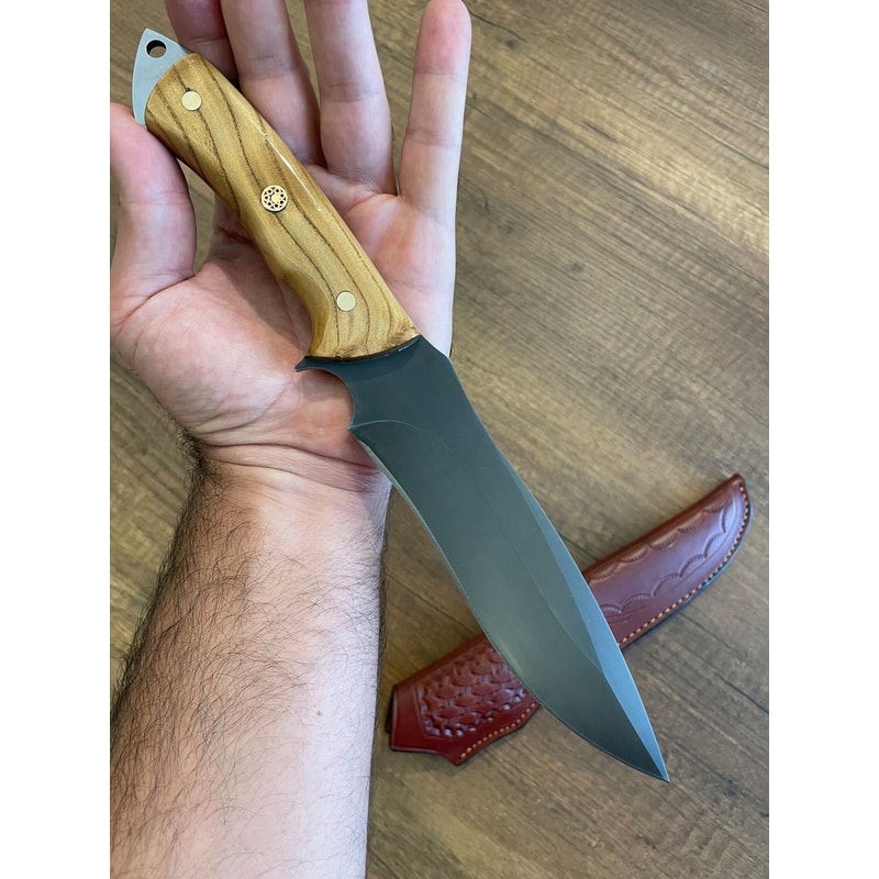 Handmade 1075 Carbon Steel Hunting Knife Silverberry Wood Survival Blade 7