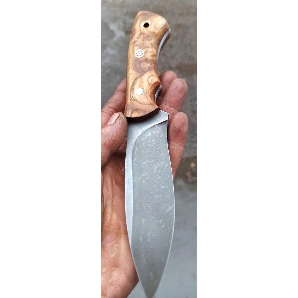 Handmade 1075 Carbon Steel Hunting Knife Silverberry Wood Camping Blade 3