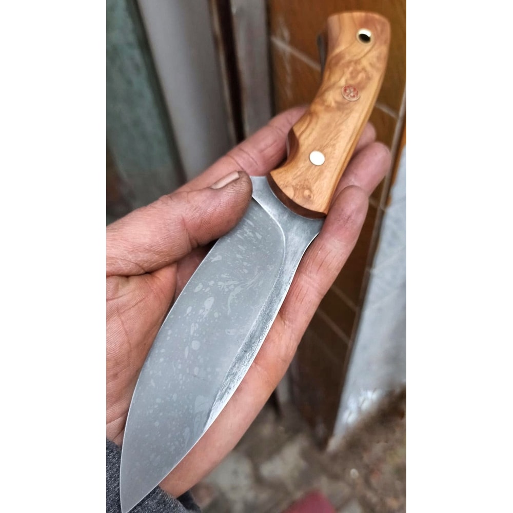 Handmade 1075 Carbon Steel Hunting Knife Silverberry Wood Camping Blade 5