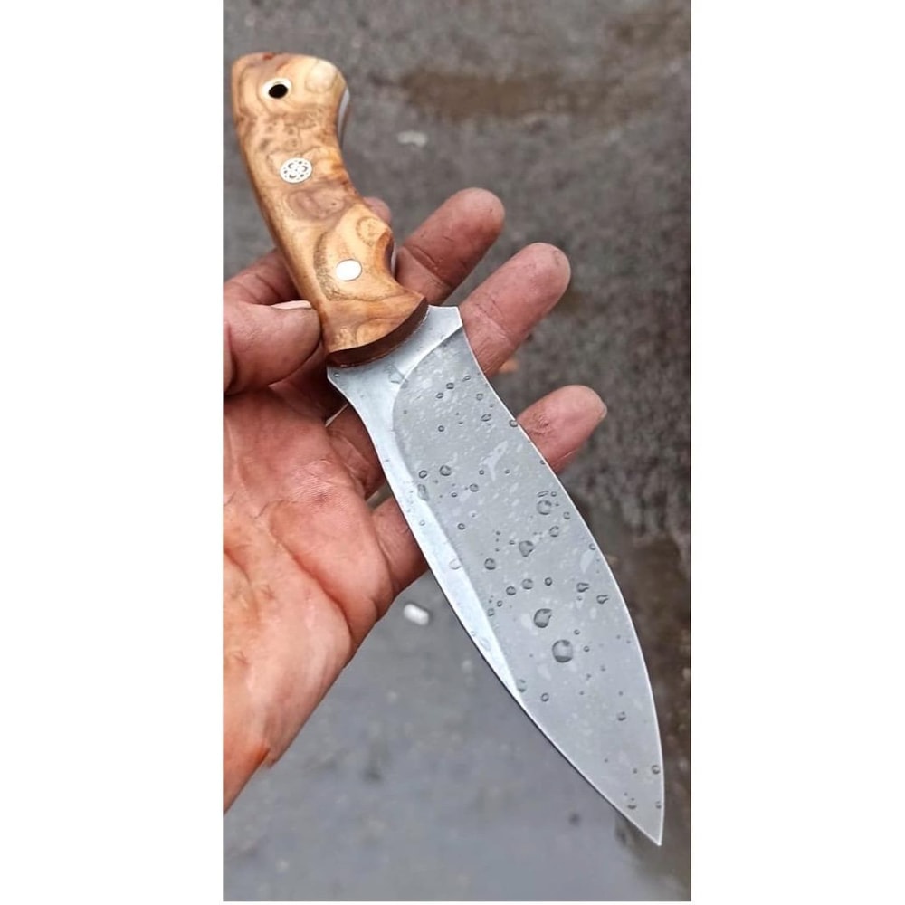 Handmade 1075 Carbon Steel Hunting Knife Silverberry Wood Camping Blade 9