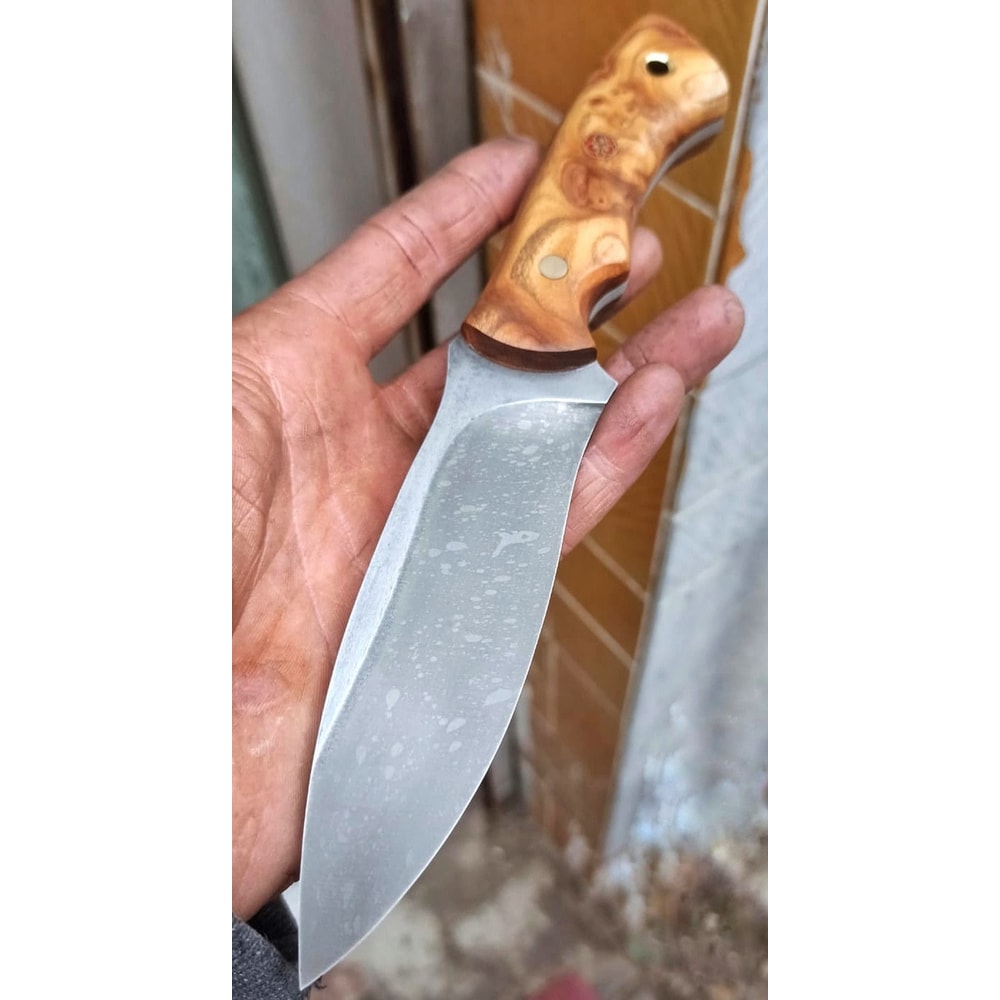 Handmade 1075 Carbon Steel Hunting Knife Silverberry Wood Camping Blade 7