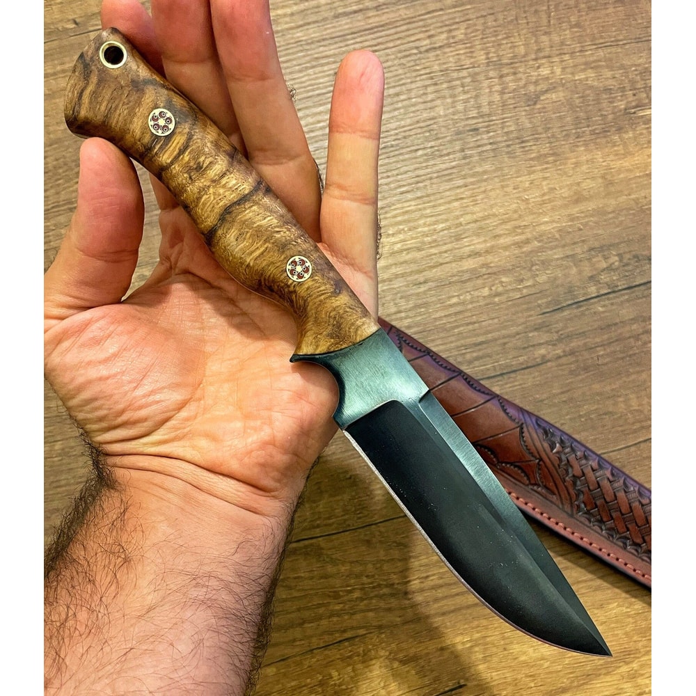 Blacksmith Style Hunting Knife Chestnut Handle Outdoor Utility Blade 8