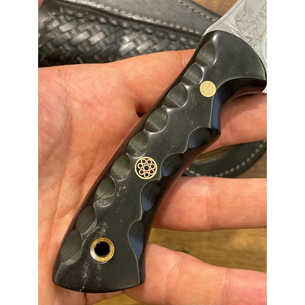 Hunting Knife 1075 Carbon Steel Black Compact Handle Full Tang EDC Camping Knife 3