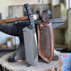cleaver knife stonewashed sleipner steel full tang hunting knife black textured handle