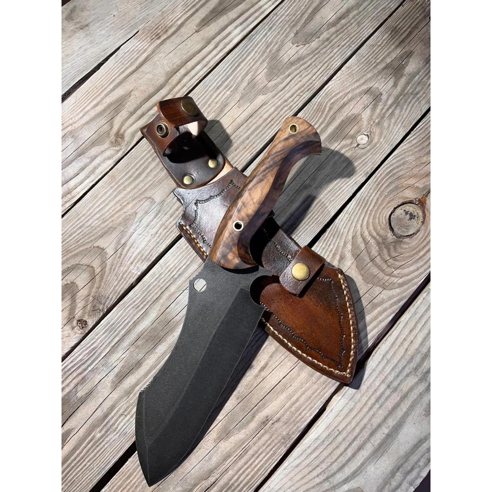 Rugged Bushcraft Cleaver Knife Stonewashed Sleipner Steel Chopper Blade 2