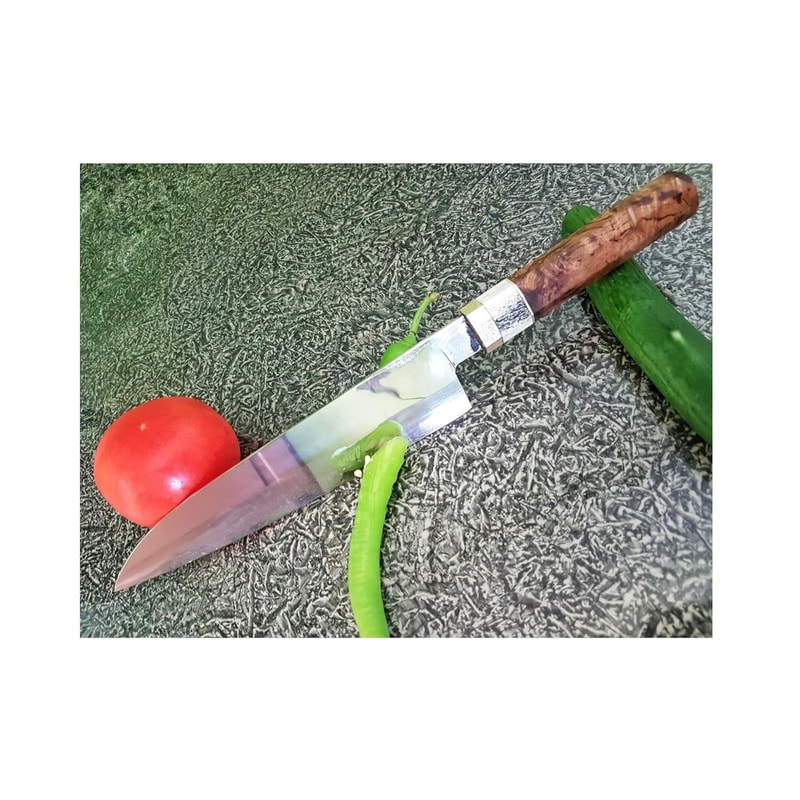Handmade 1075 Carbon Steel XL Chef Knife Chestnut Wood Stag Horn Handle 9