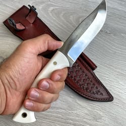 handmade wood carving knife – n690 steel bushcraft knife with silverberry grip