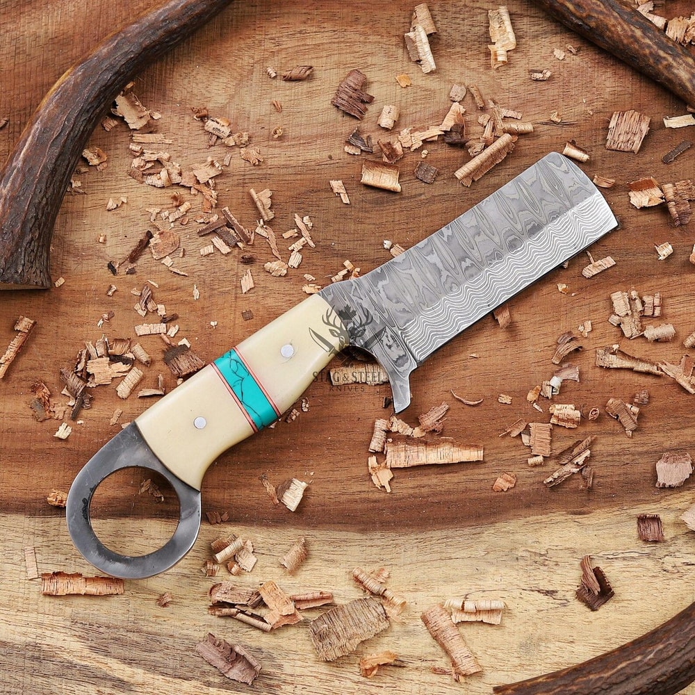Full Tang Damascus Bowie Knife With Camel Bone Ergonomic Handle 6