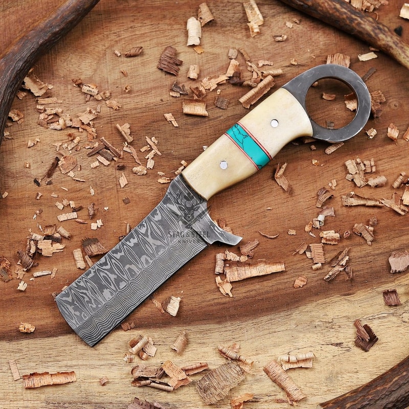Full Tang Damascus Bowie Knife With Camel Bone Ergonomic Handle 8