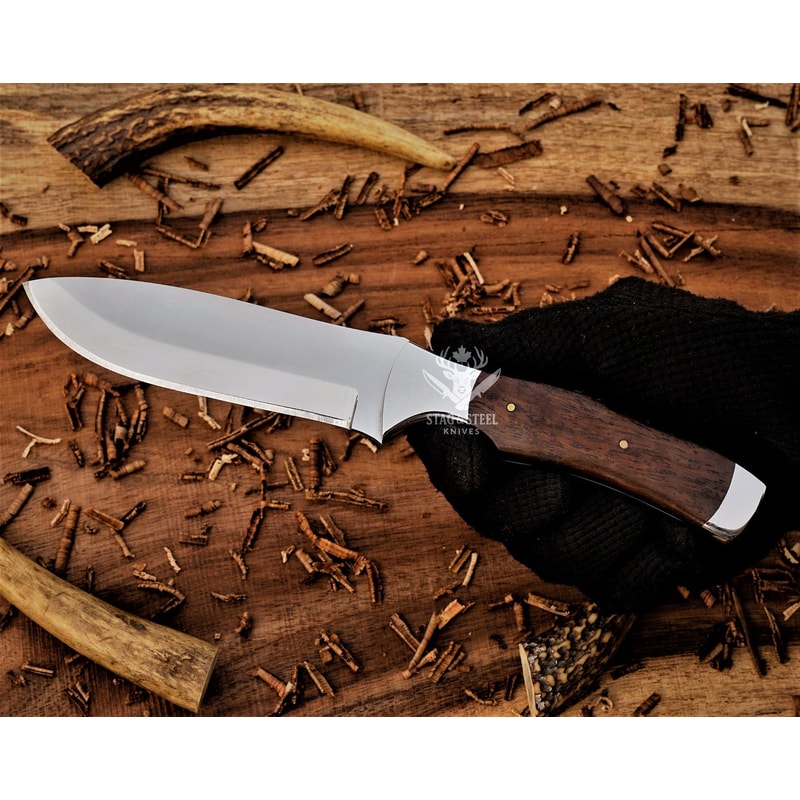 Vintage Hunting Knife D2 Steel Blade Antler Handle Handmade Outdoor Knife 3