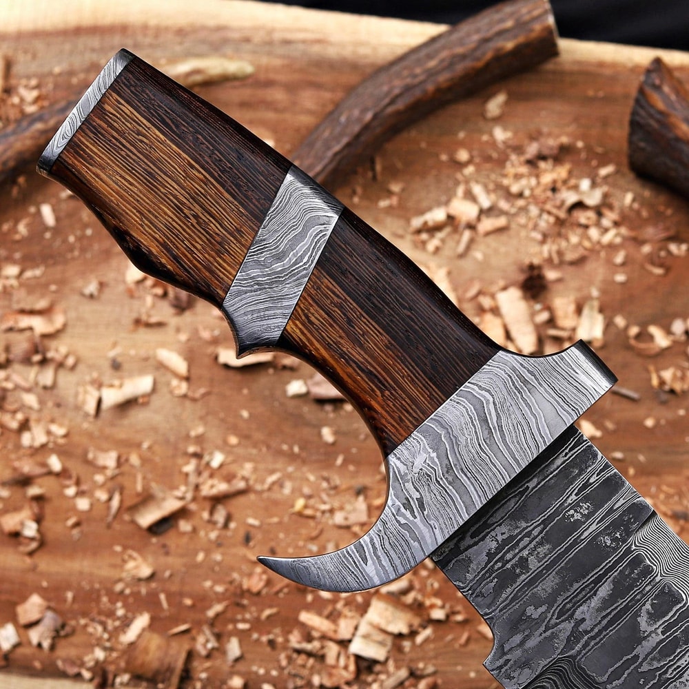 Tactical Predator Bowie Knife Damascus Steel Hunting Survival Blade 5