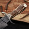 Juan Padillo Damascus Bowie Knife Antler Handle Full Tang Hunting Knife 7