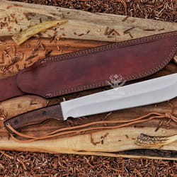 handmade machete knife with leather sheath full tang outdoor survival blade