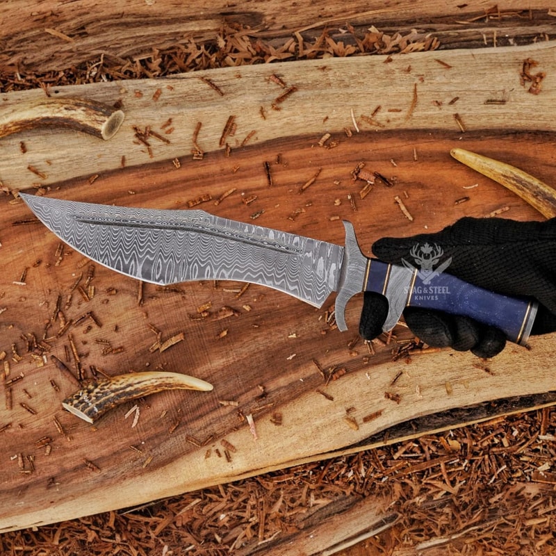 Handmade Damascus Bowie Knife Stainless Steel Blade Micarta Handle 2
