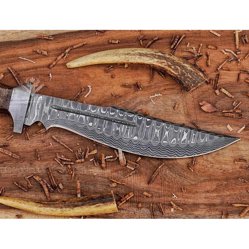 Handmade Damascus Bowie Knife Hunting Collectible Gift Knife 2